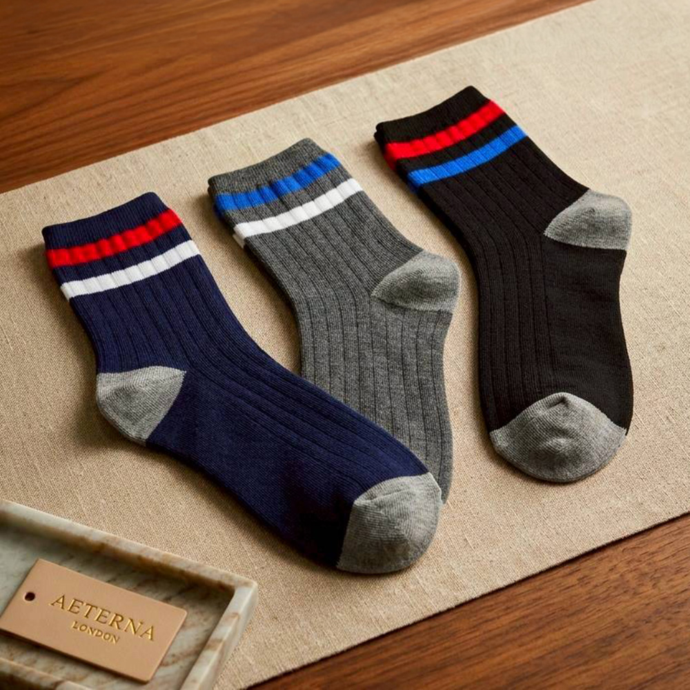 Kaimei Cotton | 8-Pack Random Colors - Classic Ribbed Crew Socks: Preppy Style Cotton Socks (22-26cm), , large