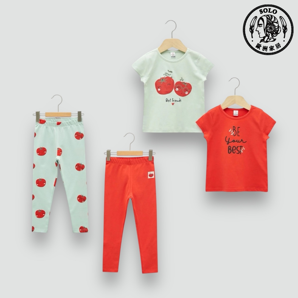 【SOLO Vintage】LCW Baby Toddler Cute Tomato 2 T-Shirts 2 Pants Set 4 Piece Set Made in Turkey 12-18m, , large