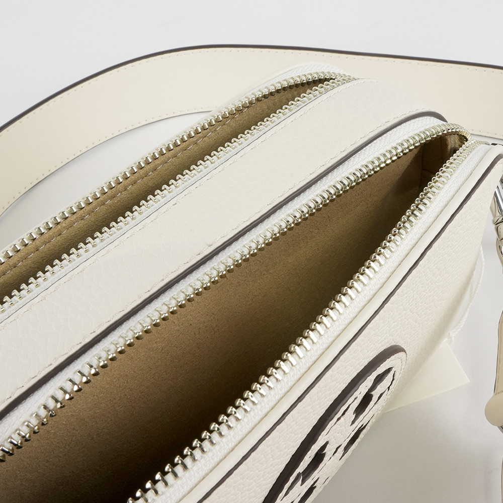 TORY BURCH Miller 荔枝紋雙拉鍊迷你相機包(新象牙白), , large