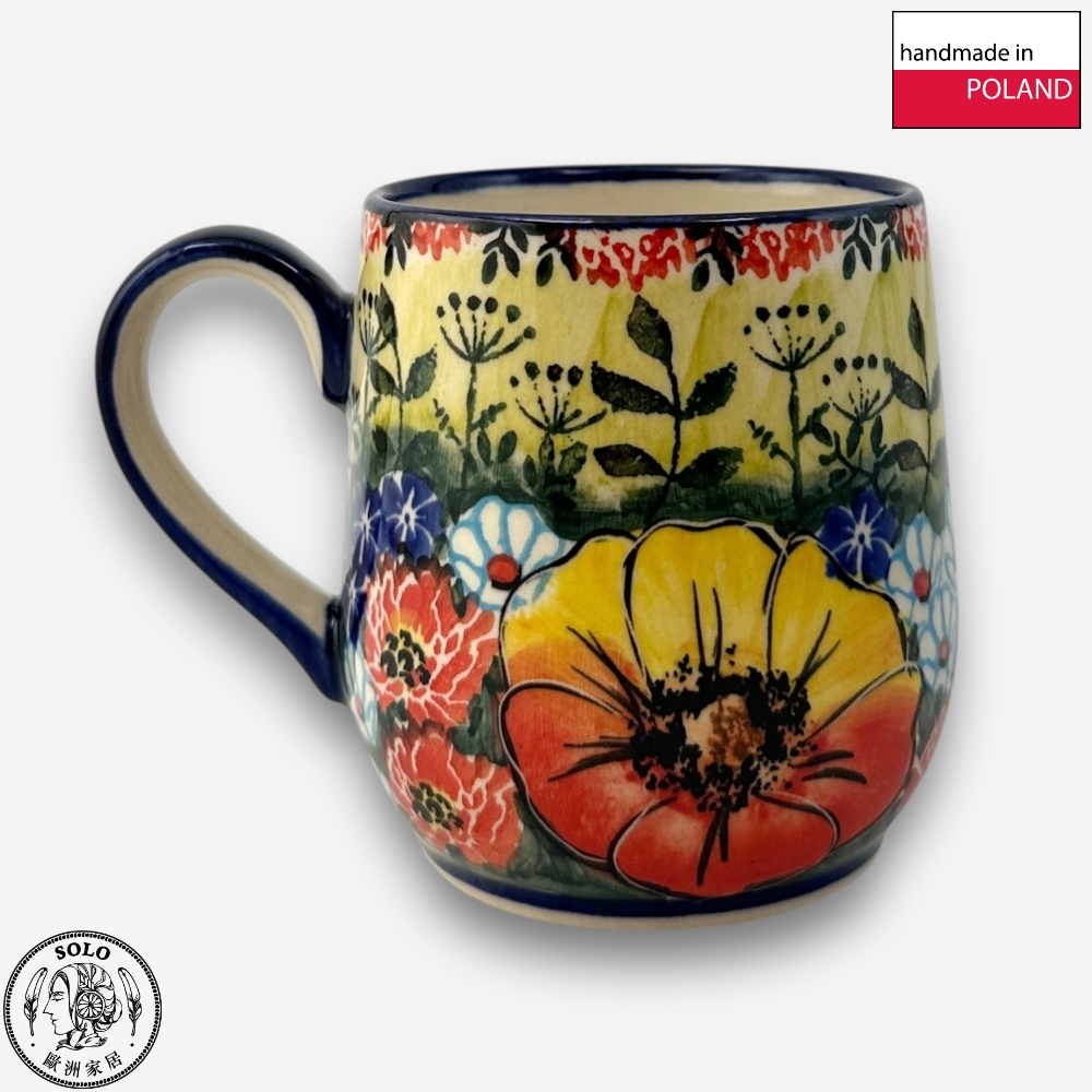 【SOLO Vintage】Cerraf Polish Pottery 320ml Mug Vivid Summer Meadow Series Made in Poland, , large