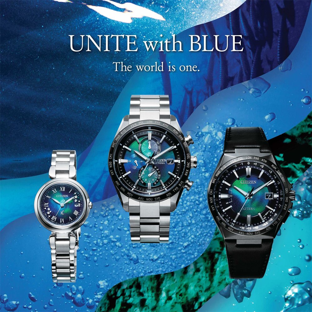 CITIZEN 星辰 千彩之海UNITE with BLUE 鈦金屬光動能電波萬年曆手錶CB0215-18L, , large