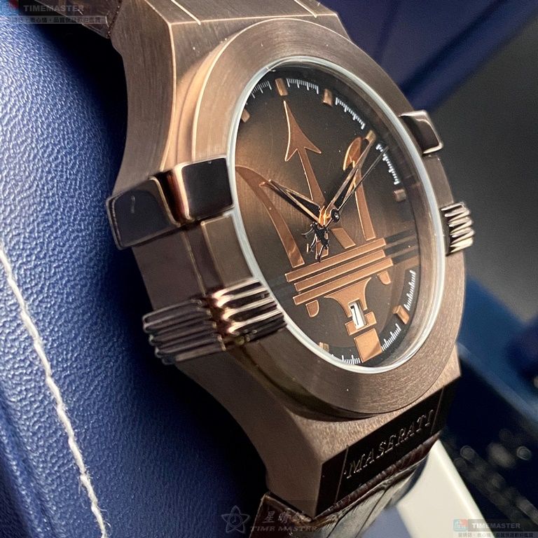 [星晴錶業]MASERATI手錶,42mm,R8851108011古銅色錶面古銅色錶殼咖啡色真皮皮革錶帶款, , large