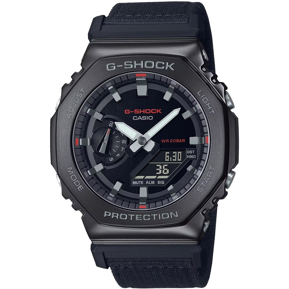 CASIO 卡西歐 G-SHOCK 八角 金屬錶殼 雙顯手錶-黑 GM-2100CB-1A, , large