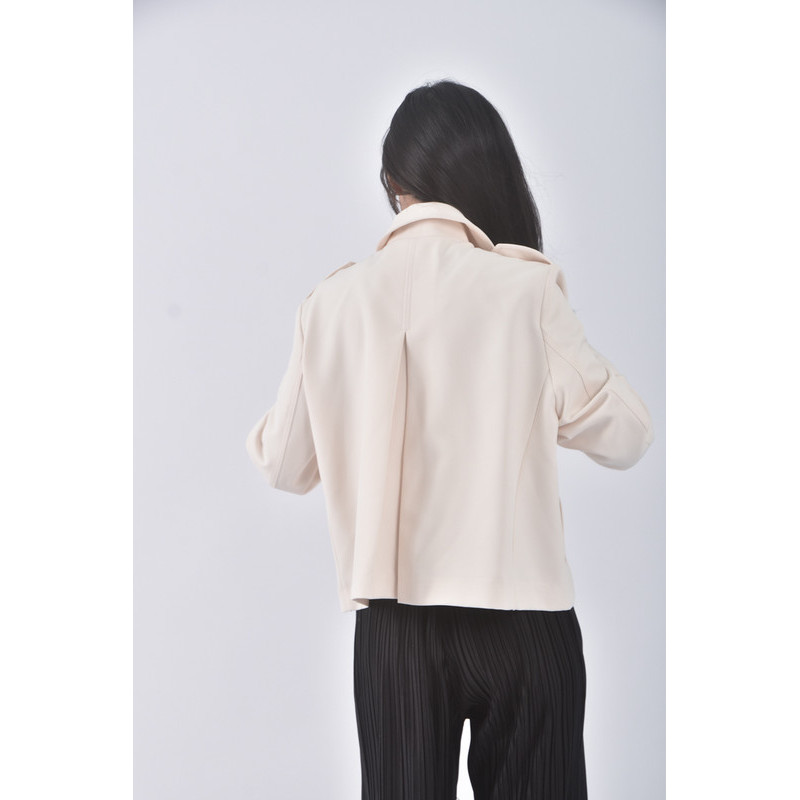 (M) stitch snap韓牌質感風衣杏色外套二手衣, , large