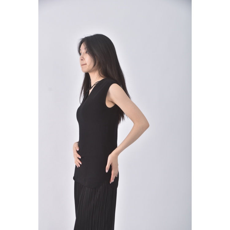 (S) uniqlo質感背心黑色上衣二手衣, , large