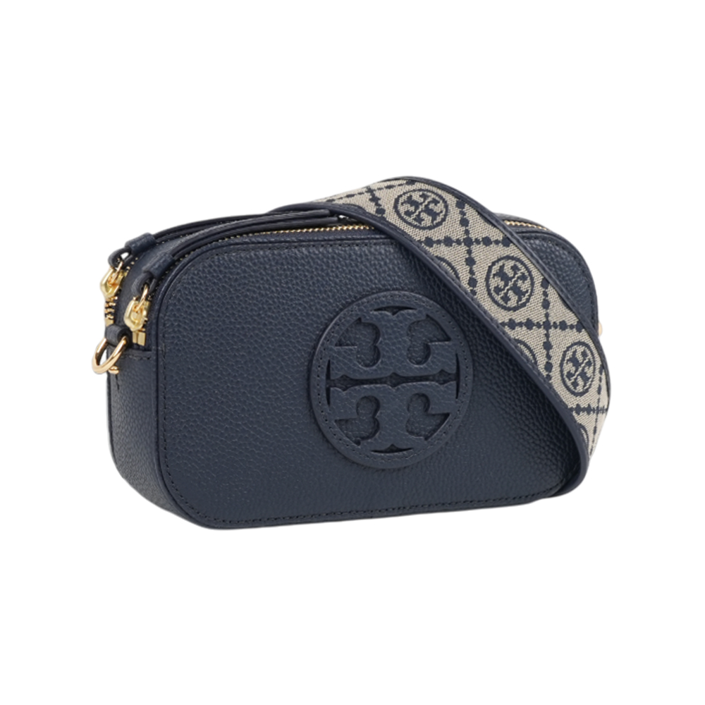 TORY BURCH Miller 荔枝紋雙拉鍊迷你相機包(海軍藍), , large