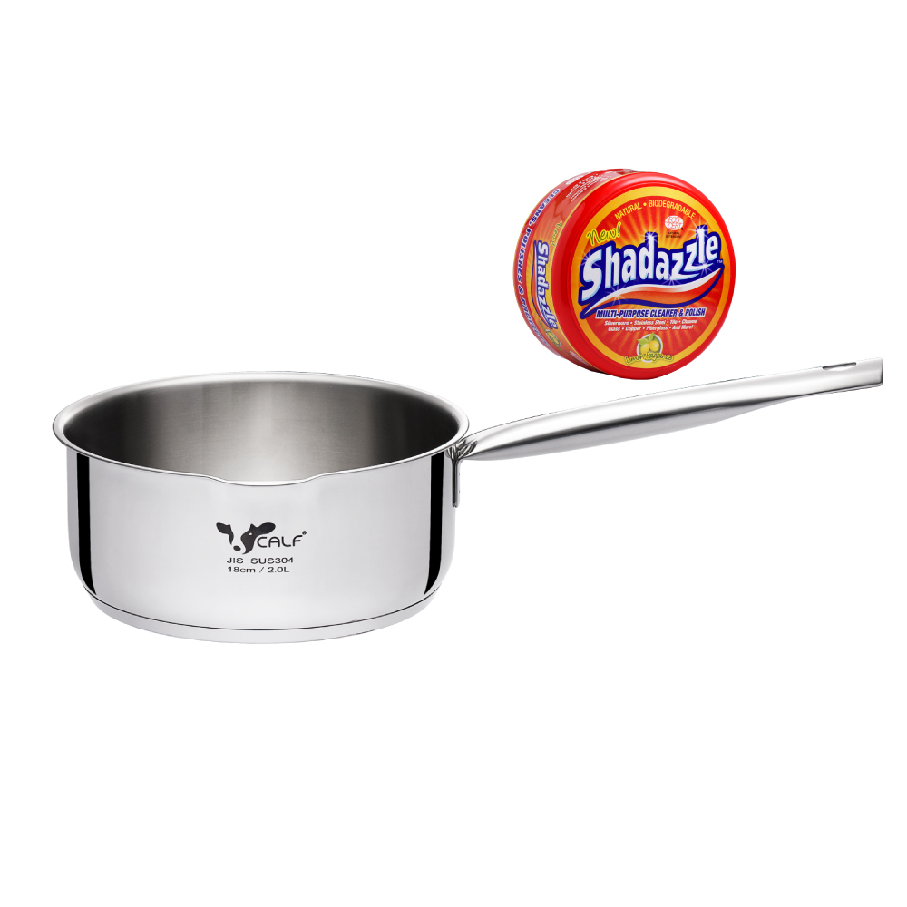 【Buffalo牛頭牌】新小牛雪平鍋20cm_不鏽鋼把 (IH.電磁爐適用/304不銹鋼/導角設計), , large