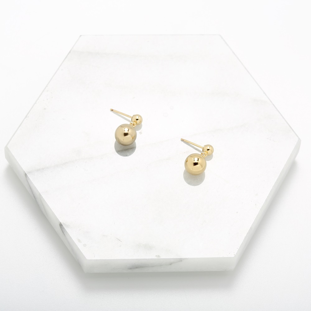 【Angel & Me】Ball 14KGF Gold-filled earrings birthday gift, , large