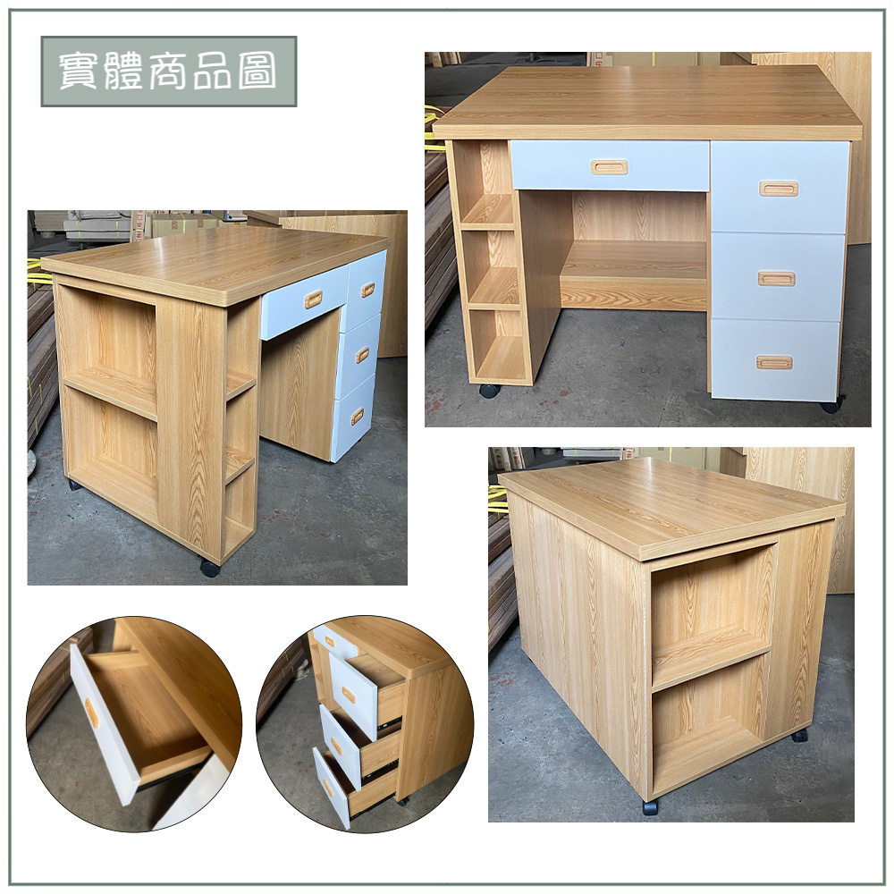 【唯熙傢俱】赫比原木色3.2尺活動書桌, , large