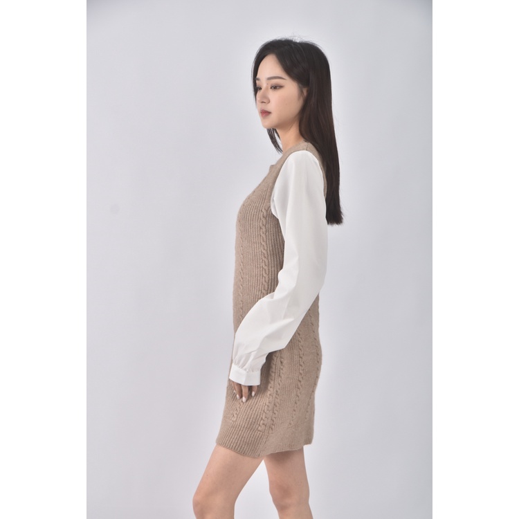 (S) air space lady質感假兩件棕色洋裝二手衣, , large