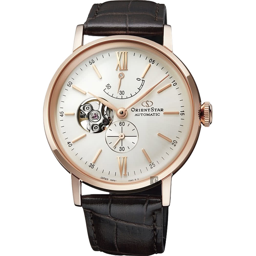 ORIENT 東方錶 東方之星 OPEN HEART系列機械錶-玫瑰金框/40mm RE-AV0001S