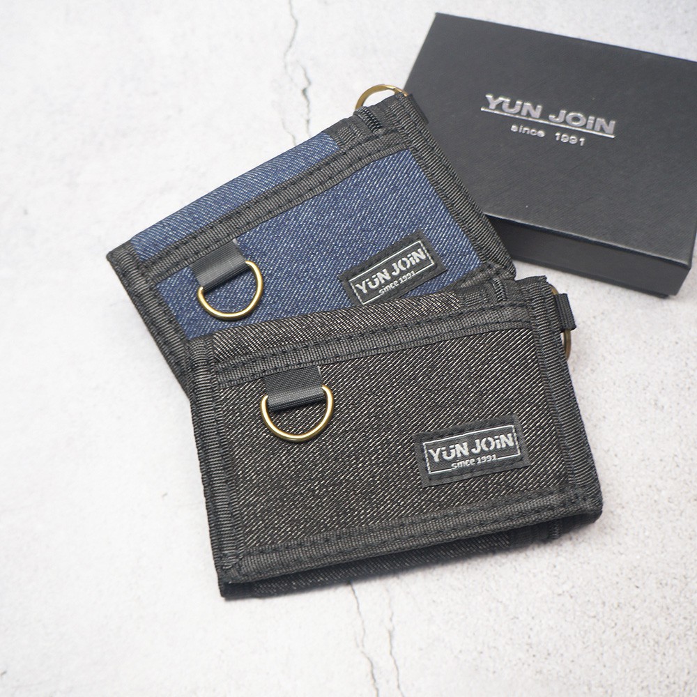 【YUN JOIN】 Denim nylon tri-fold short clip, , large