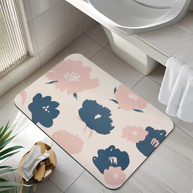 【Monster】 Soft Diatomaceous Earth Absorbent Mat – Dreamscape Series (60x40cm) – Graceful Floral Realm, , large
