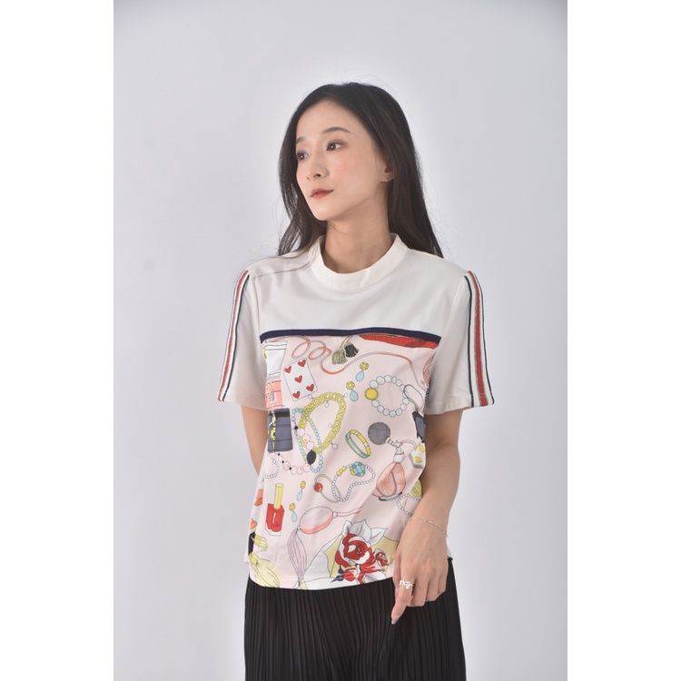 (M) needed立領白色短袖上衣二手衣, , large