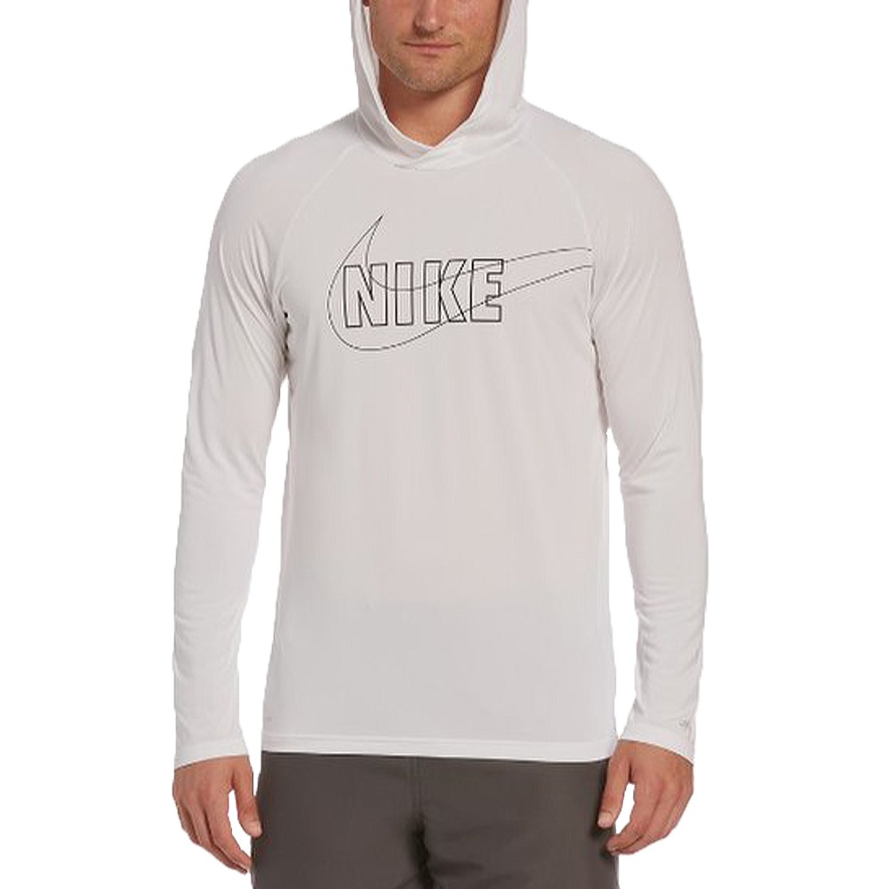 NIKE OUTLINE LOGO HOODED成人男性連帽防曬衣 戶外運動 乾爽 透氣 彈性 舒適 抗UV 黑 白 藍, , large