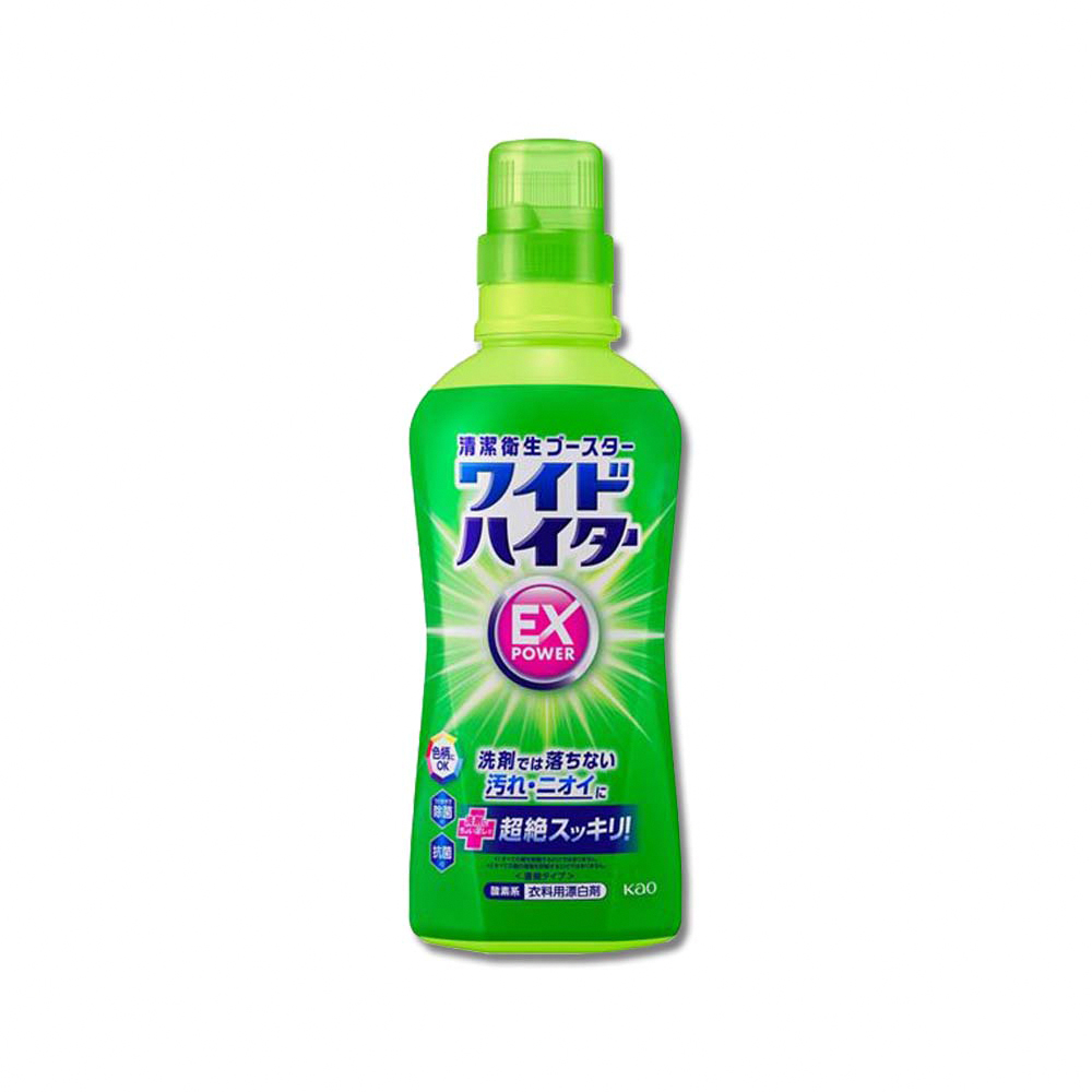 [日日好物]日本KAO花王-EX Power彩色衣物護色消臭去漬氧系濃縮漂白劑560ml/綠瓶(印花彩衣白衣適用,洗衣槽防霉,增白去黃衣物彩漂液,衣領袖口局部去污劑), , large