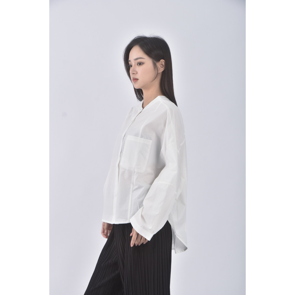 (F) t h company韓牌質感棉質圓領純棉白色長袖上衣二手衣, , large