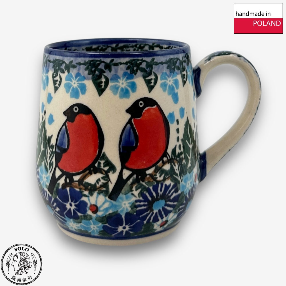 【SOLO Vintage】Cerraf Polish Pottery 320ml Mug Two Birds, Floral Whispers Series Made in Poland, , large