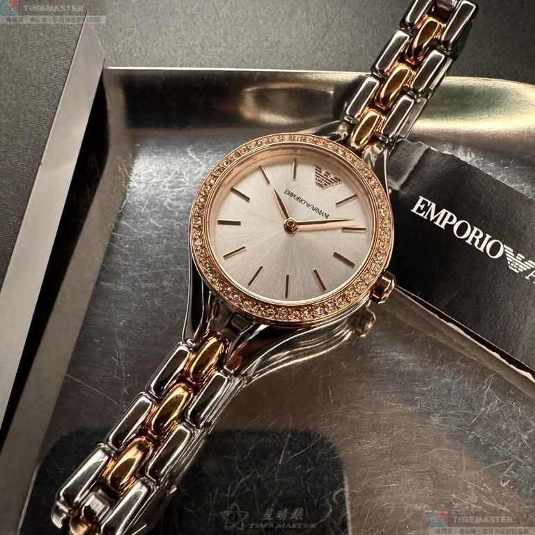 [星晴錶業]ARMANI手錶,28mm,AR00084銀白色錶面玫瑰金錶殼金銀相間精鋼錶帶款, , large