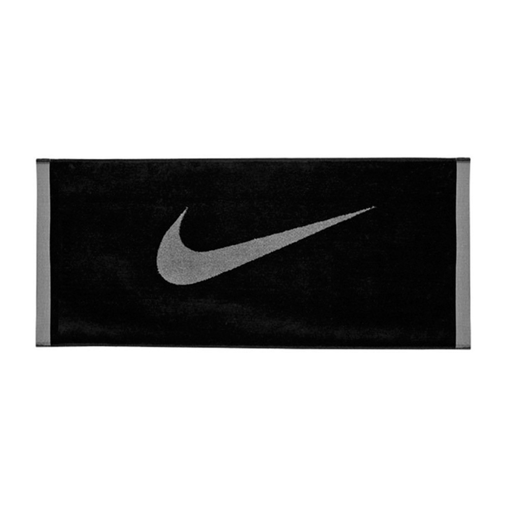 NIKE 運動毛巾 80x35cm 登山 居家 健身 訓練 慢跑 游泳 籃球 戶外 運動 純棉 吸水佳 柔軟 舒適 黑灰, , large