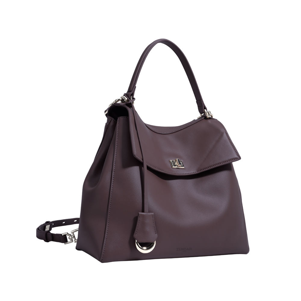 【ZENDAR】限量1折 頂級小牛皮手提包後背包 亞朵系列 全新專櫃展示品(酒紅色), , large