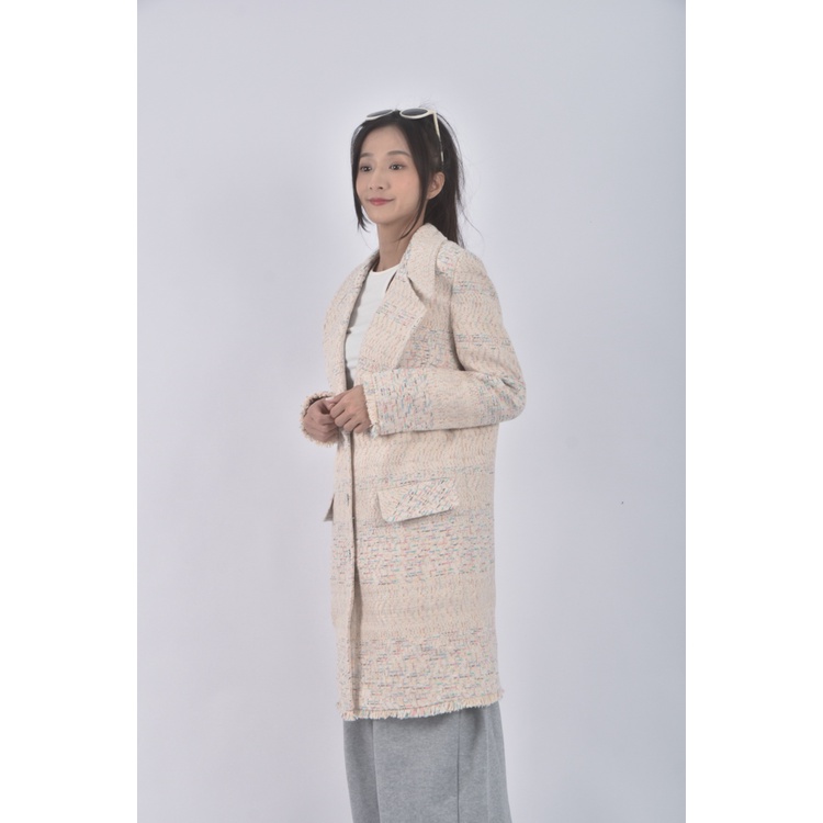 (L) petit camelia混色長版白色外套二手衣, , large