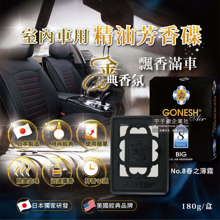 GONESH No8 Car Big Gel Freshener 180g No.8, , large