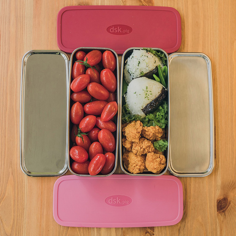 dsk.pig Stainless steel lunch box with two types of lids RD x PI, , large