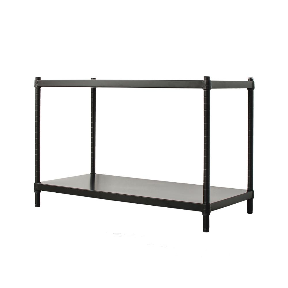【Y HOUSE】90x45x60 cm two-layer hole-free iron plate storage rack rack iron rack - black paint, , large