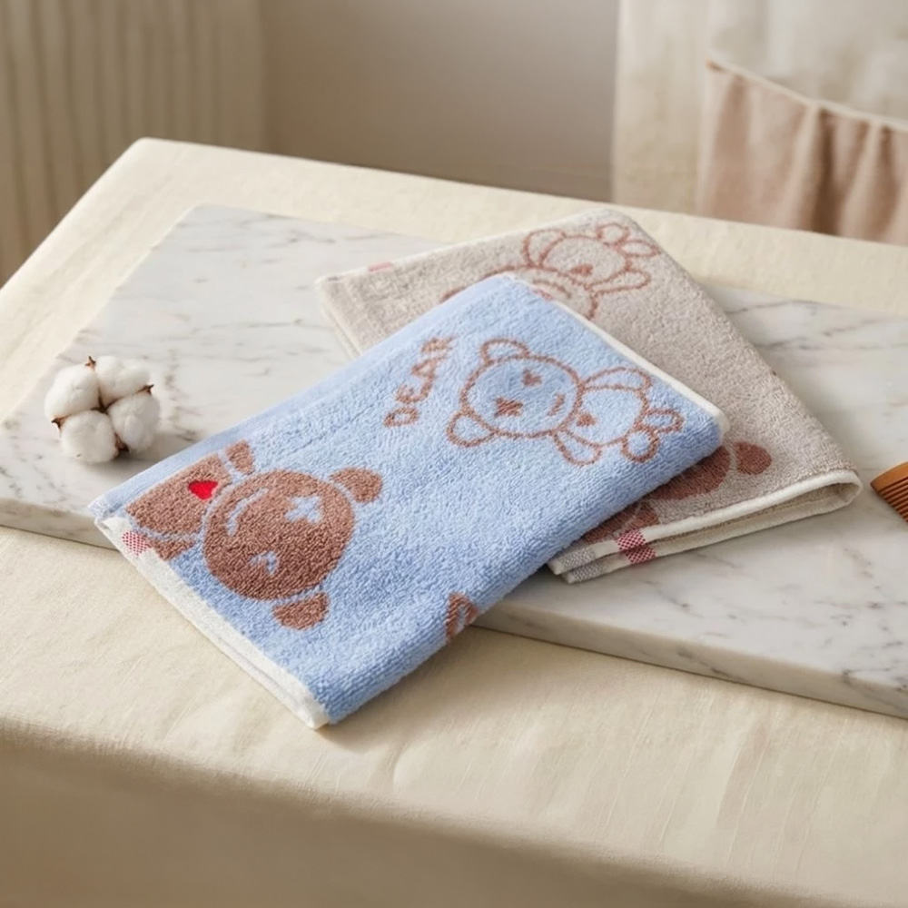 [Kaimei Cotton Industry] Randomly excellent pure cotton untwisted yarn absorbent children's towel/bath towel/face towel-Punk Bear, , large