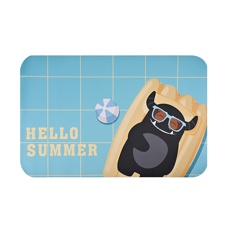 【Monster】 Soft Diatomaceous Earth Printed Mat (58x38cm) – Summer Time, , large