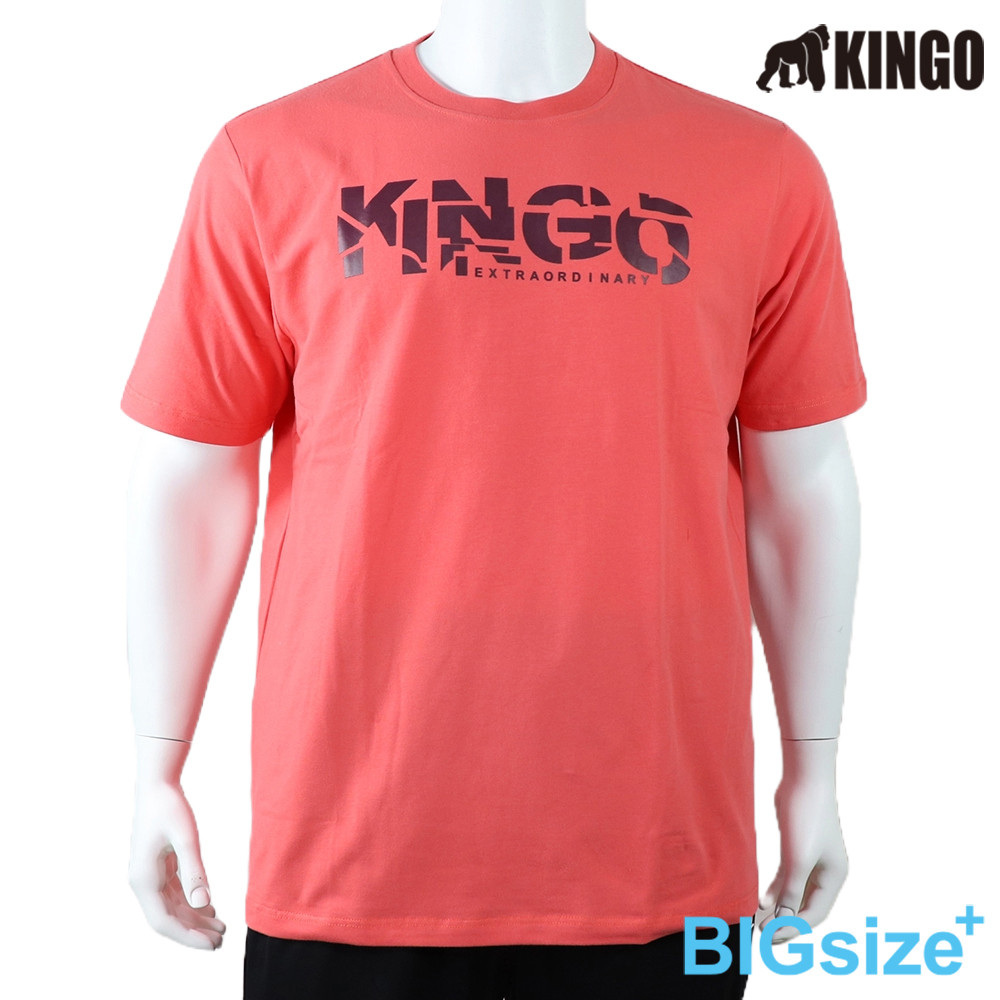 KINGO-超大尺碼-男款 圓領T恤-桔-515121, , large