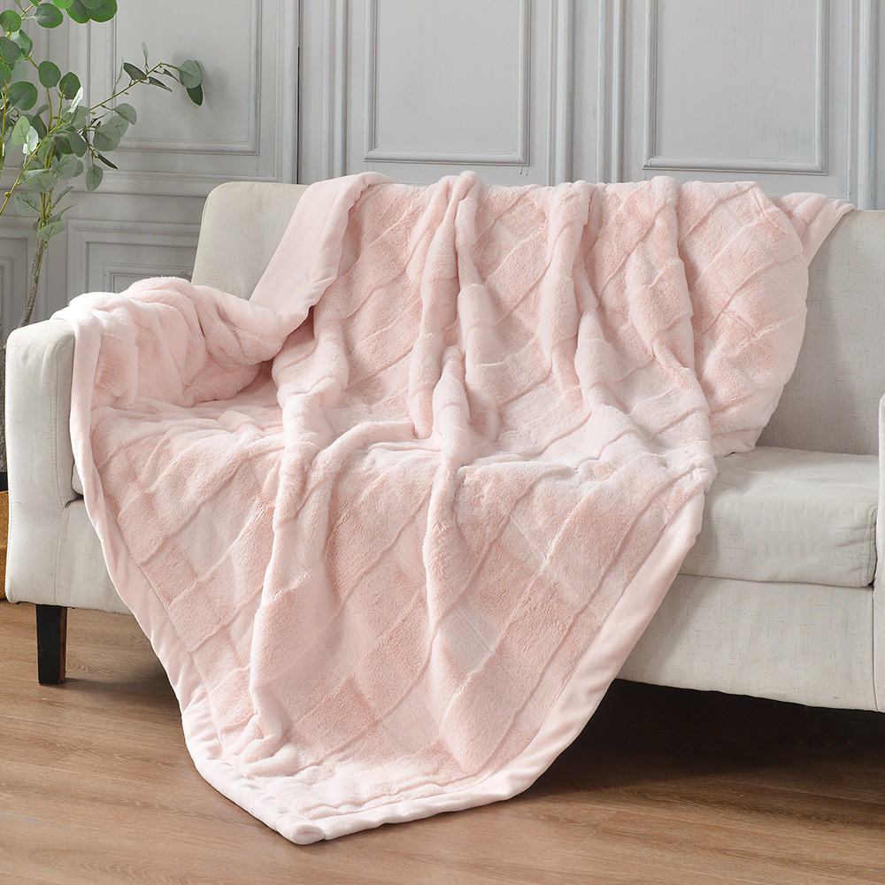 [LY SHIN BEDDING] Betrise Pink | Marshmallow imitation rabbit plush blanket (150x210cm), , large