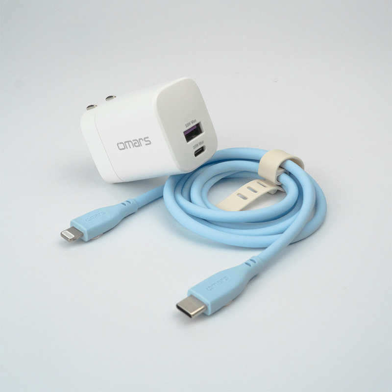 omars AC Portable Power Station+GaN 35W Adaptor+Lightning Cable-Blue, , large