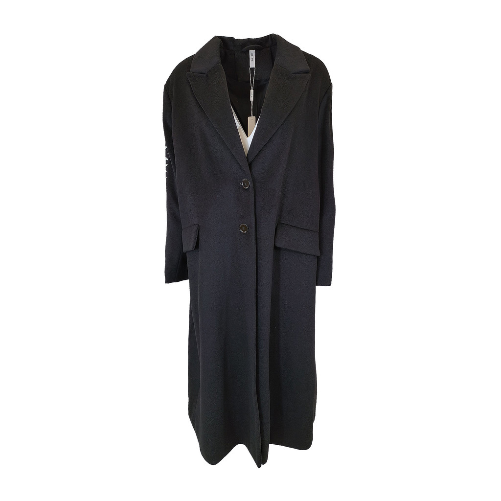 YLZ黑色劍領羊毛大衣, , large