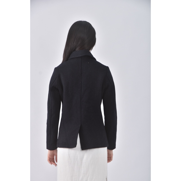 (S) earth music ecology質感羊毛排扣藍色外套二手衣, , large