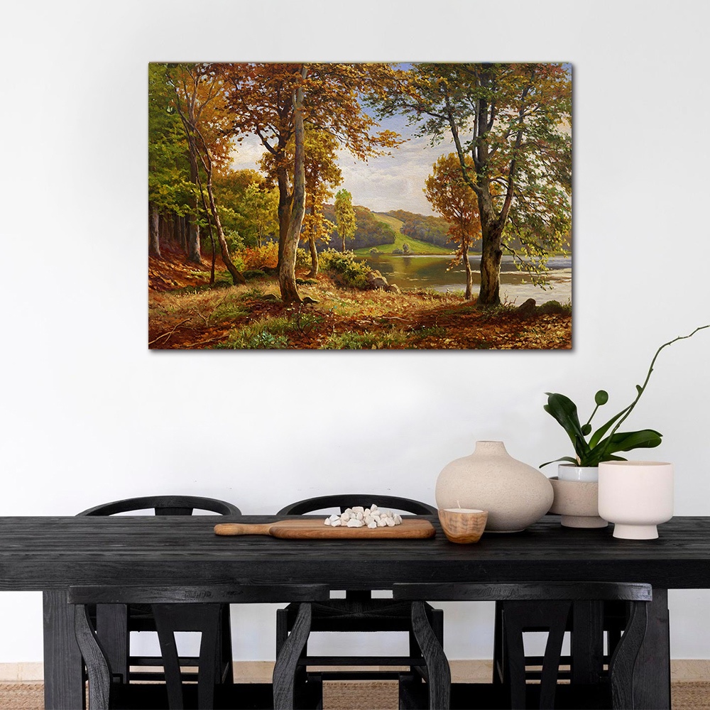 【御畫房】湖畔風景 國家一級畫師手繪油畫60×90cm(VF-194), , large