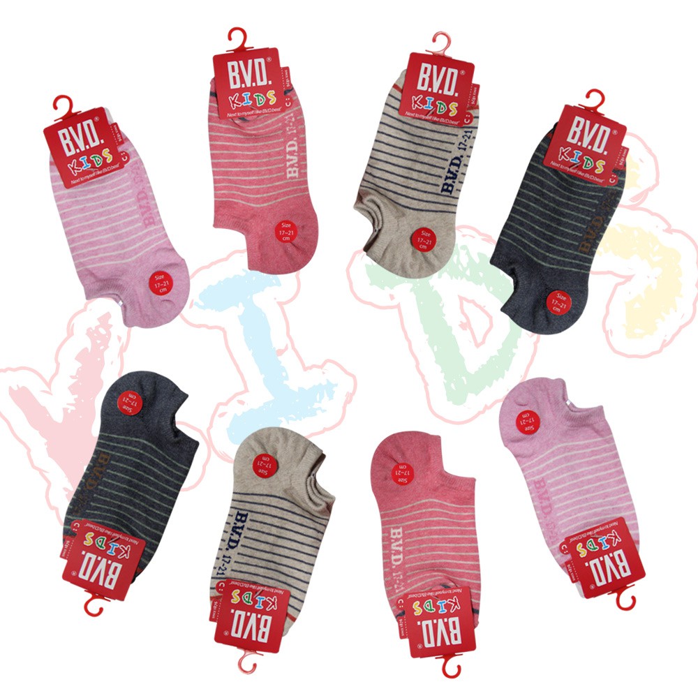 【BVD】簡約條紋氣墊童踝襪<紅,17-21cm>B262 毛巾底 低口襪 童襪, , large