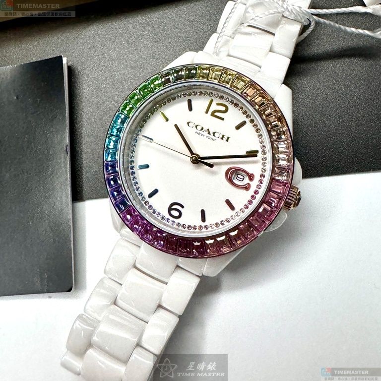[星晴錶業]COACH手錶,38mm,CH00167白色錶面白錶殼白陶瓷錶帶款, , large