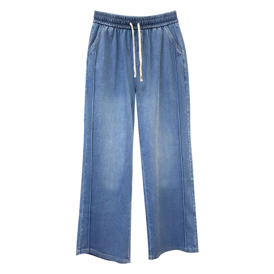 輕型牛仔立體剪裁褲-藍色XL