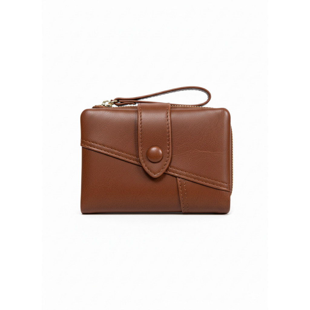 Soir&eacute;e 典雅對折短夾-櫻花粉 多卡位收納皮夾 真皮質感 零錢卡片鈔票夾, , large