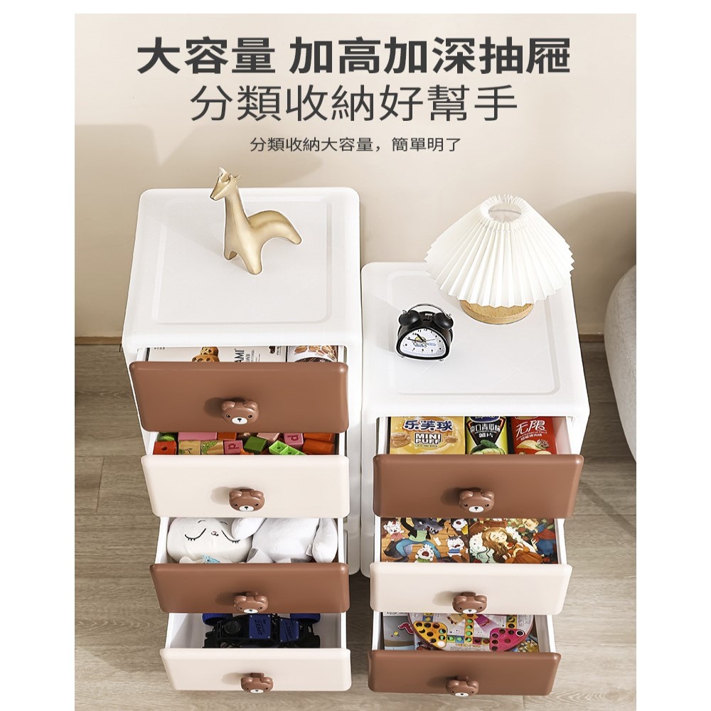 【AOTTO】35面寬童趣動物收納櫃 抽屜櫃-棕色小熊 (AT-035BK), , large