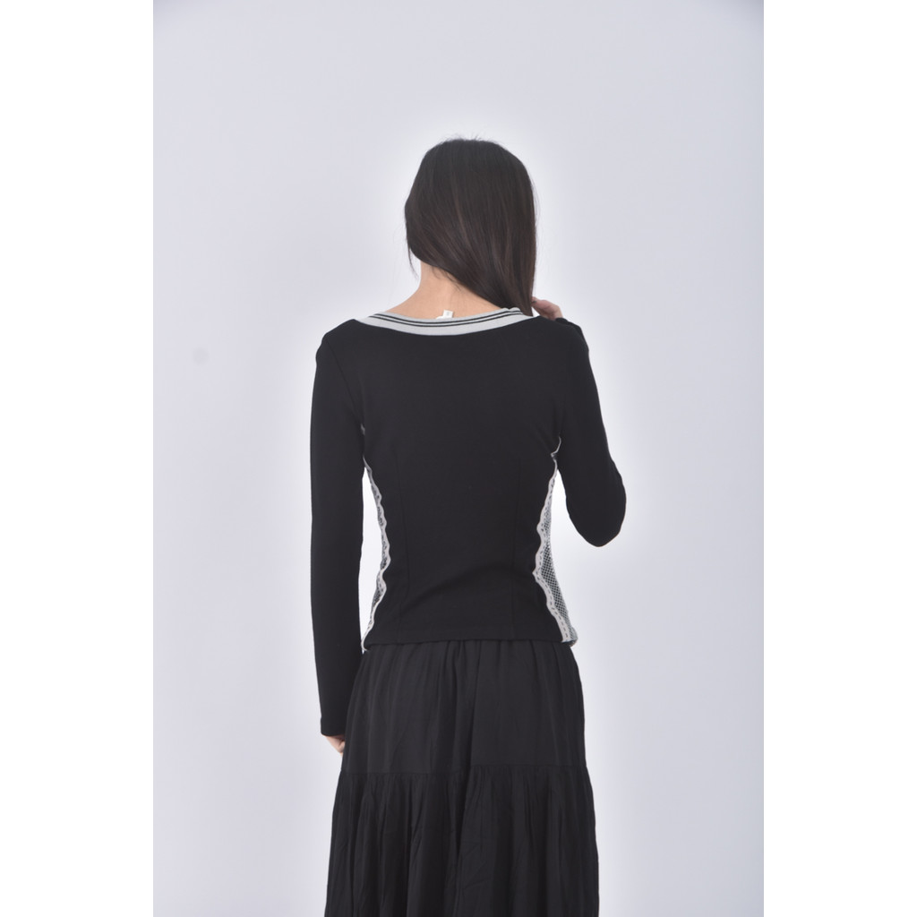 (S) 衣櫃V領黑色長袖上衣二手衣, , large