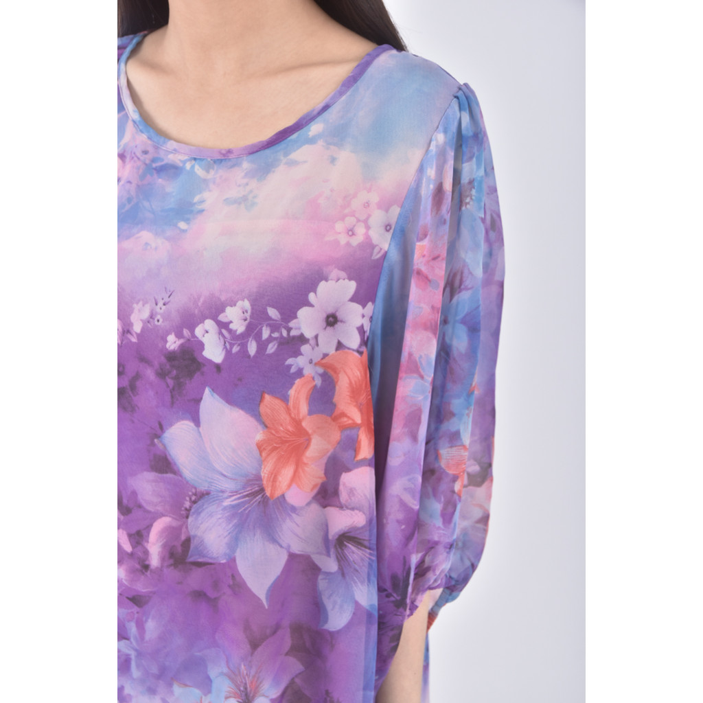 (S) delicacy紡紗圓領紫色洋裝二手衣, , large