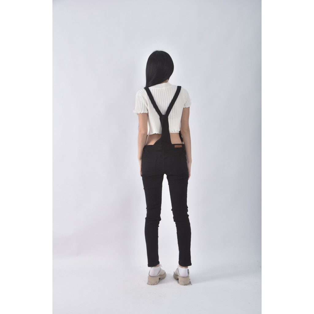 (XL) sin mau is sexy高腰丹寧牛仔吊帶棉質黑色長褲二手衣, , large