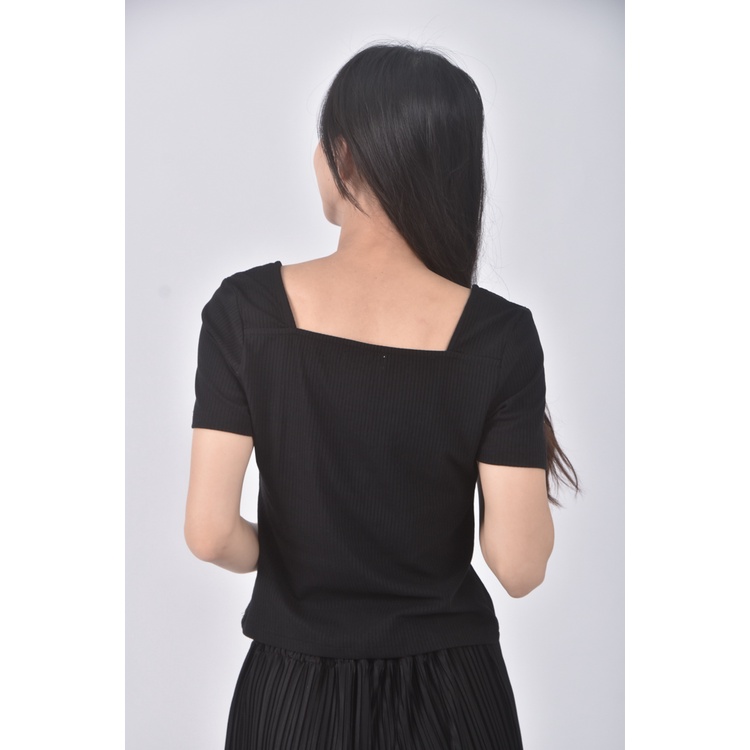 (M) air space質感坑紋黑色短袖上衣二手衣, , large