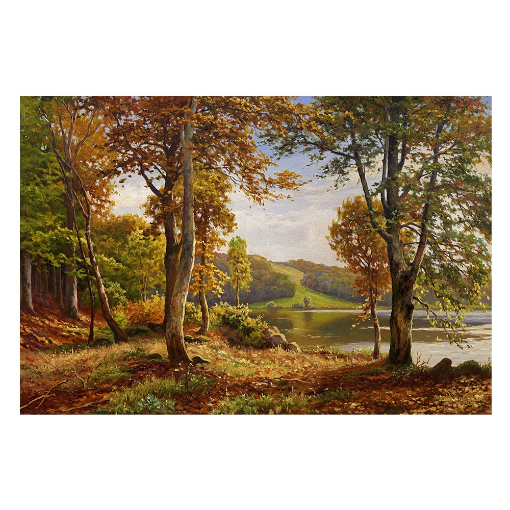 【御畫房】湖畔風景 國家一級畫師手繪油畫60×90cm(VF-194), , large