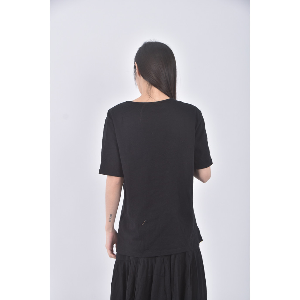 (S) naturally jojo棉質字母黑色短袖上衣二手衣, , large