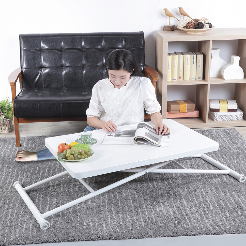 《C&B》中崎氣壓式90*60CM桌面加厚氣壓升降桌便利桌/台灣生產-木紋純白色, , large