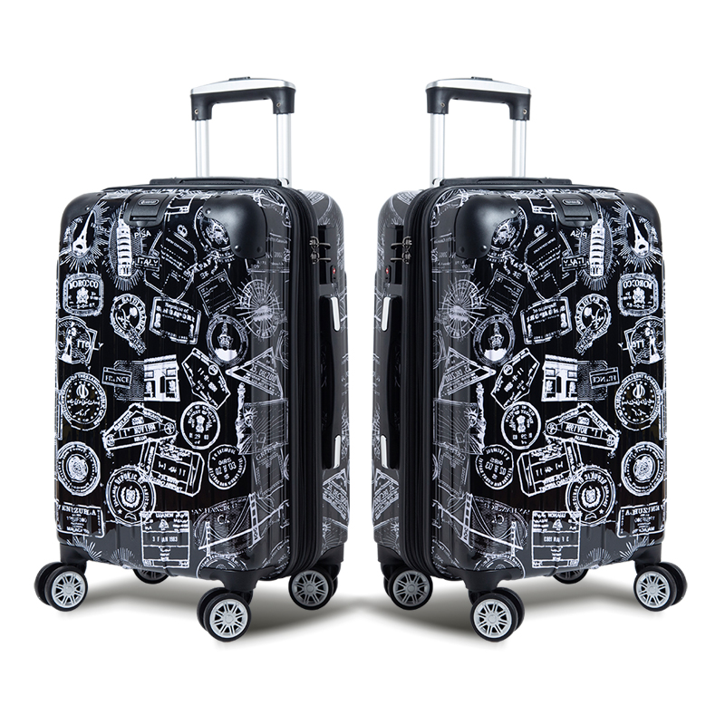 【Alldma鷗德馬】24吋郵戳拉鏈行李箱S4-黑郵(贈保護套C2+B2棋盤束帶+多功能海關鎖)